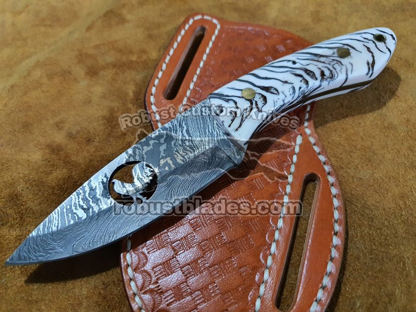 Custom Made Damascus Steel Cook Cutout Cowboy knife....