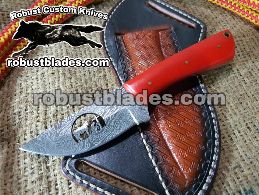 Custom Made Damascus Steel Praying cowboy knife...