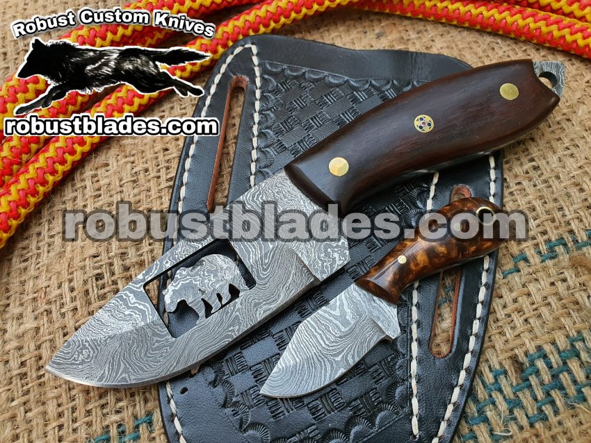 Custom Made Damascus Steel Bear Cowboy knife...