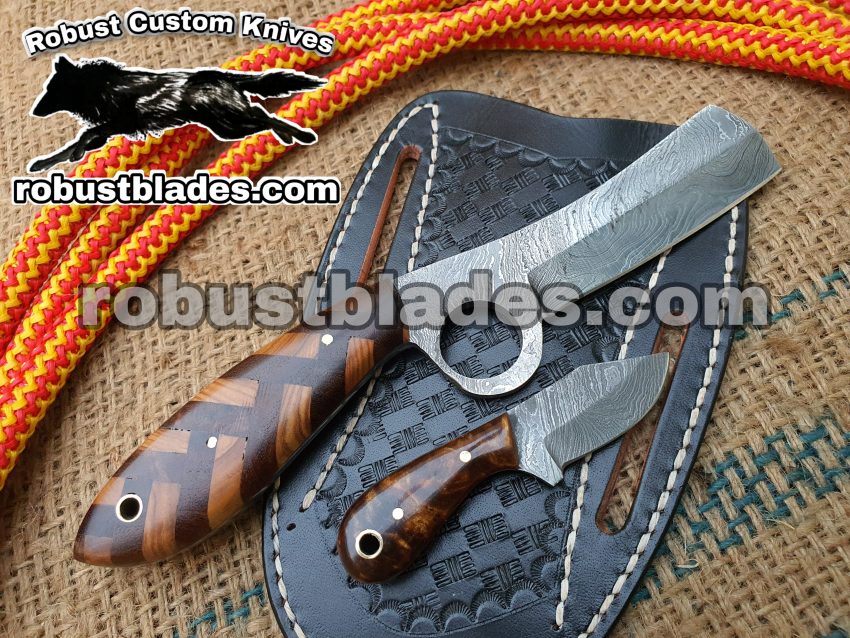 Custom Made Damascus Steel Bull Cutter knife...