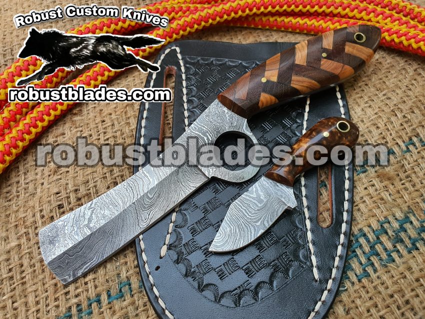 Custom Made Damascus Steel Bull Cutter knife...