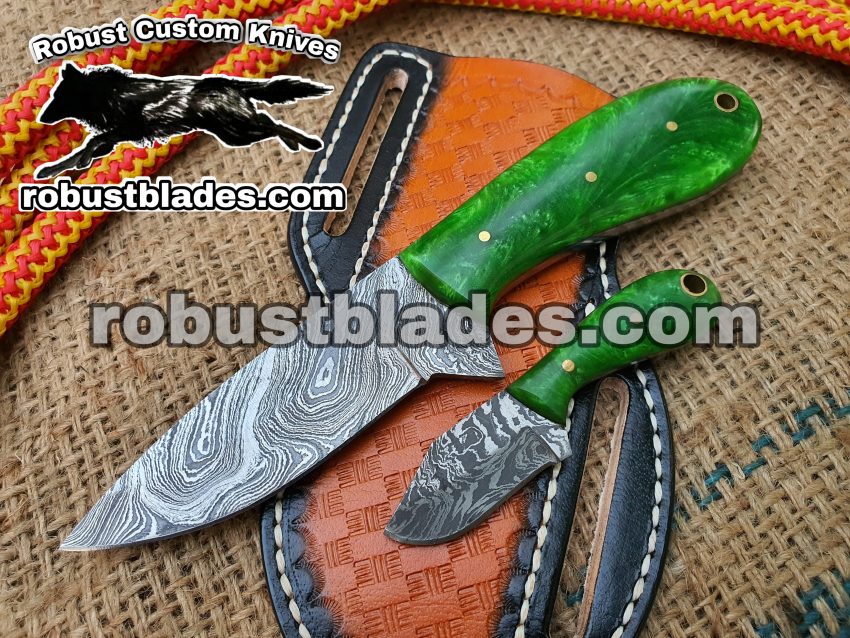 Custom Made Damascus Steel Cowboy knife set...