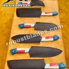 Real Damascus Knife Set - Custom Made Damascus Steel Kitchen Knives set...