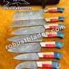 Real Damascus Knife Set - Custom Made Damascus Steel Kitchen Knives set...