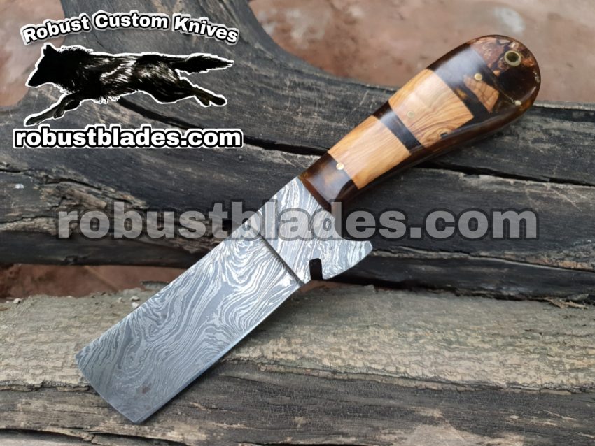 Damascus Bull Cutter Knife - Custom Made Damascus Steel Bull Cutter knife 2021