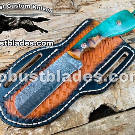 Custom Made Damascus Steel Bull Cutter Knife...