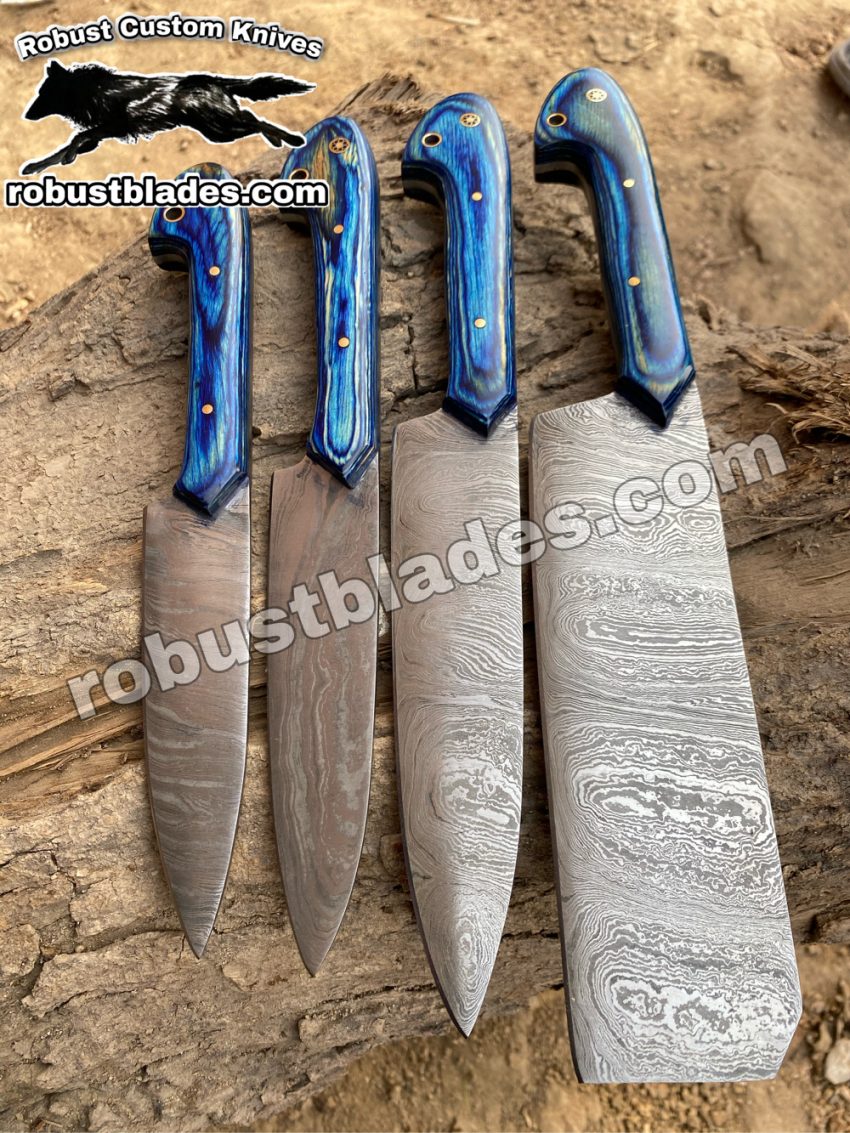 Custom Made Damascus Steel kitchen knives set...