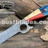 Custom Made Damascus Steel Pistol Cutter Knife...