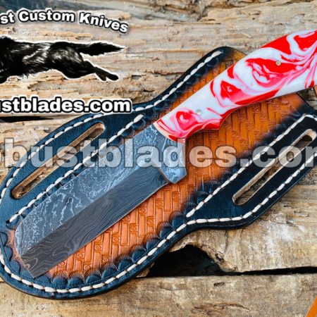 Custom Made Damascus Steel Bull Cutter Knife...