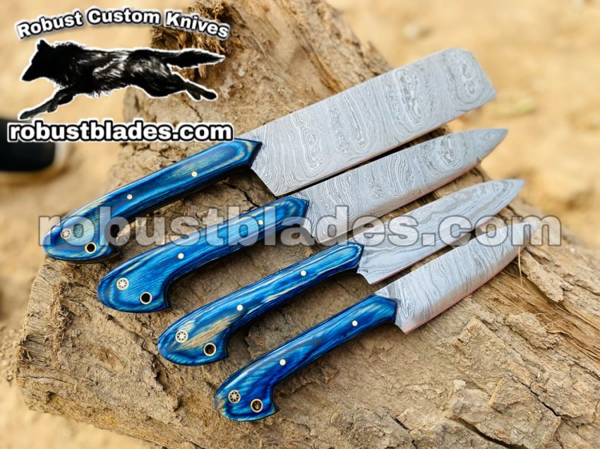 Custom Made Damascus Steel kitchen knives set...