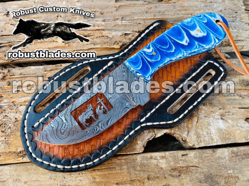 Custom Made Damascus Steel Cowboy and Skinner knife...