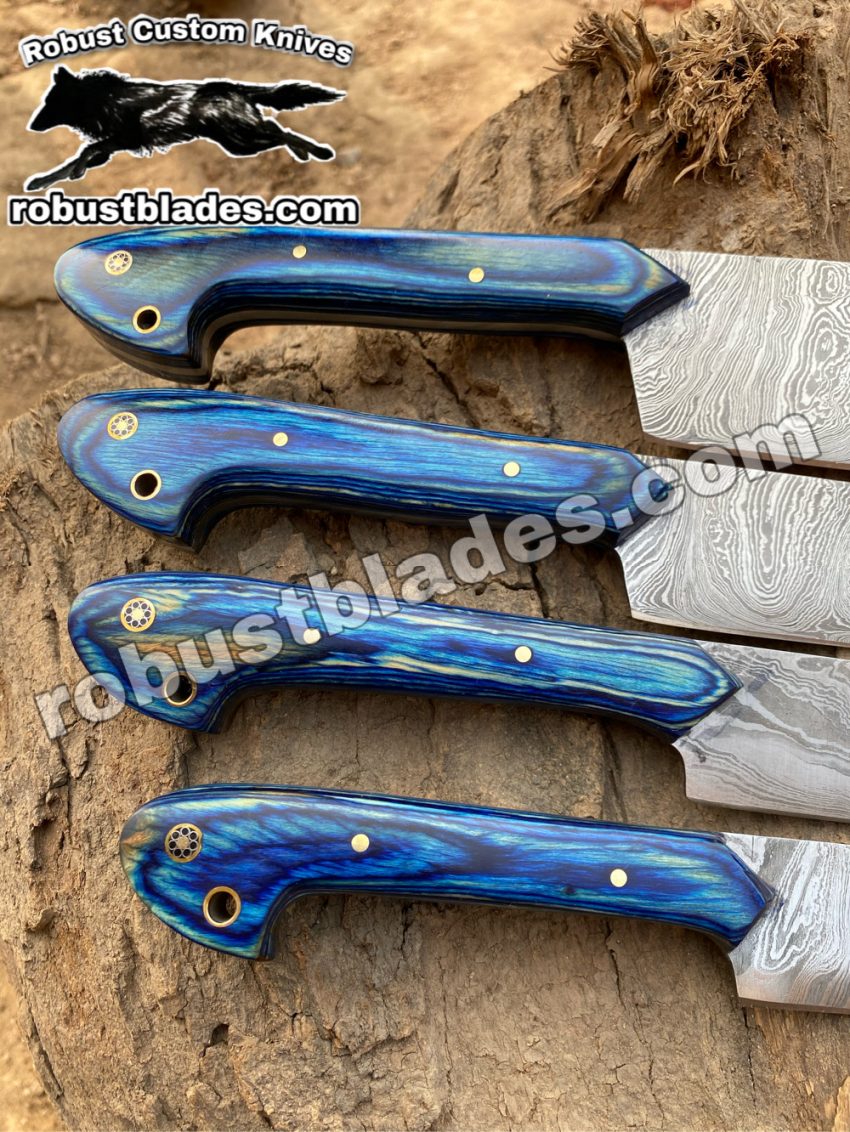 Custom Made Damascus Steel kitchen knives set...