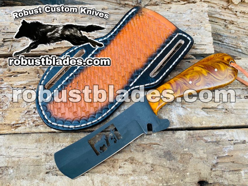 Custom Made 1095 Steel Praying Cowboy Bull Cutter Knife...