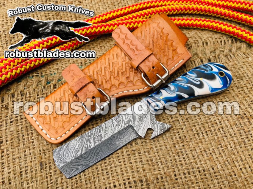 Custom Made Damascus Steel Bull Cutter Knife...