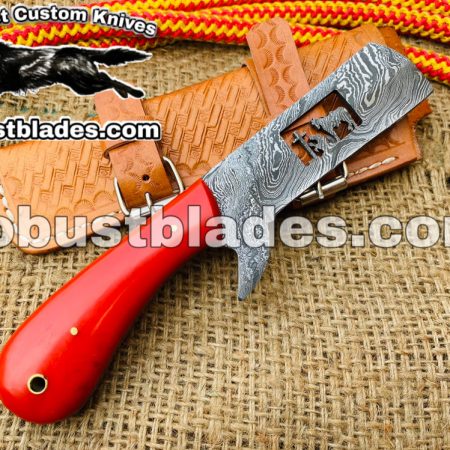 Damascus Steel praying Cowboy Bull Cutter knife...