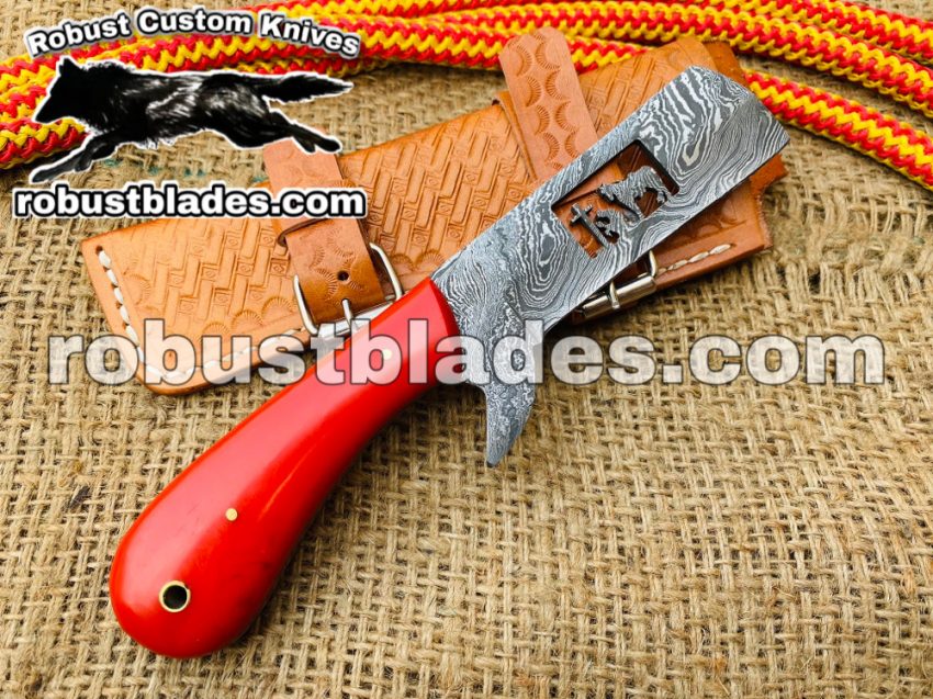 Damascus Steel praying Cowboy Bull Cutter knife...