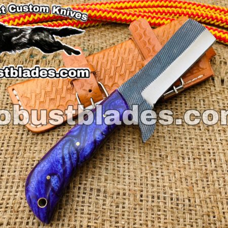 Damascus Bull Cutter Knife for Sale - Full Tang Damascus Steel Blade, – KBS  Knives Store