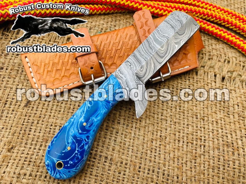 Custom Made Damascus Steel Bull Cutter knife...