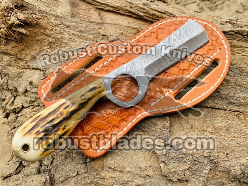 Custom Made Damascus Steel Pistol Cutter knife…