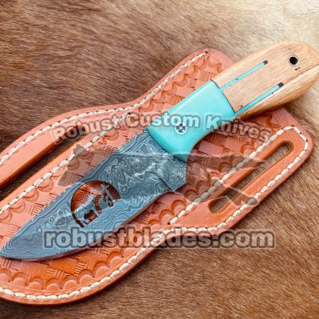 Custom Hand Made J2 Stainless Steel with Powder Coated Cowboy and Skinner knives set…