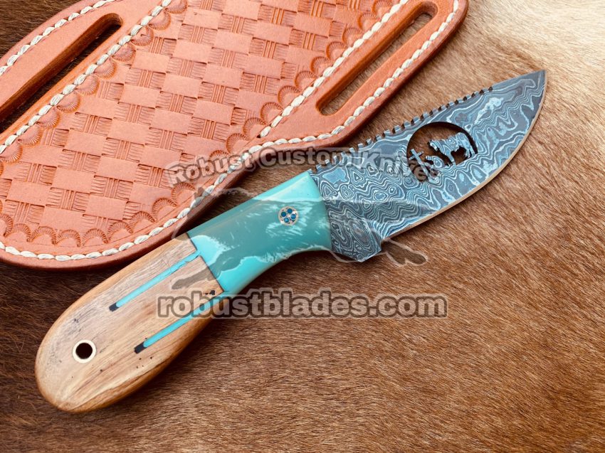 Custom Hand Made Damascus Steel Full Tang Blade Cowboy knife…