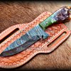 Custom Hand Made Damascus Steel Full Tang Blade Cowboy knife…