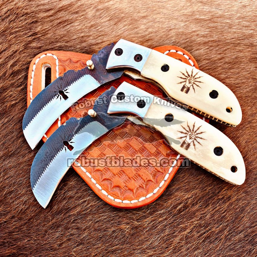 Custom Hand Made High Carbon Steel IBEW Lineman Pocket knives set…