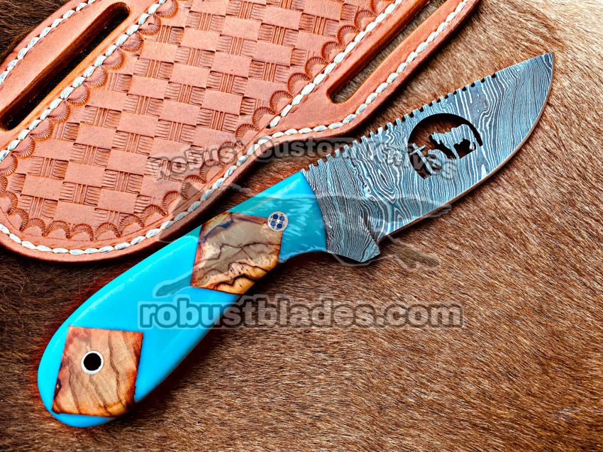 Custom Hand Made Damascus Steel Full Tang Blade Cowboy knife…