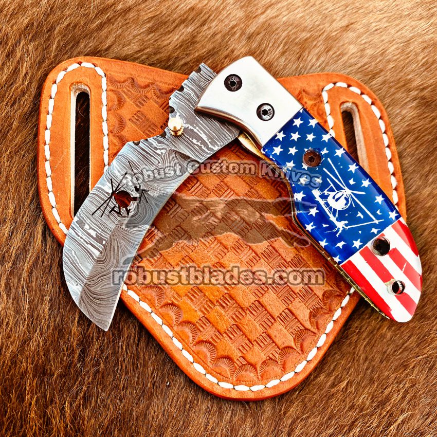 Custom Hand Made Damascus Steel Lineman Pocket knife…