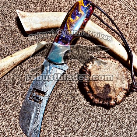 Custom Handmade Damascus Steel Full Tang Blade Cowboy knife…