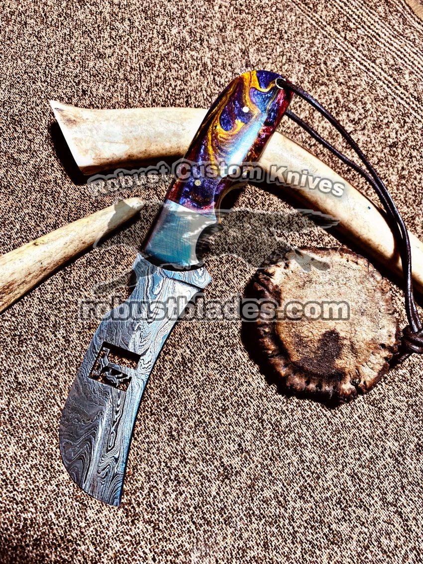 Custom Handmade Damascus Steel Full Tang Blade Hawksbill Lineman knife…