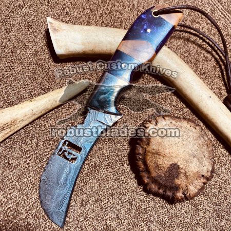 Custom Handmade Damascus Steel Full Tang Blade Gut Hook Skinner knife…