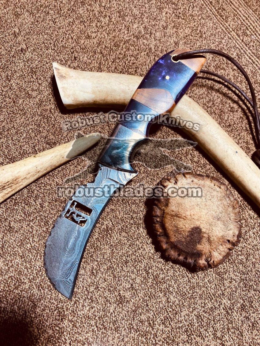 Custom Handmade Damascus Steel Full Tang Blade Hawksbill Lineman knife…