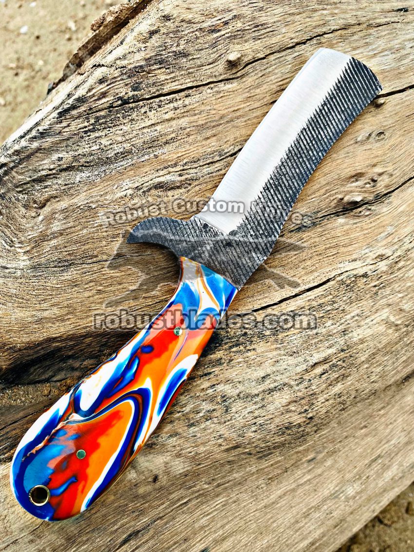 Custom Handmade 1095 Steel with File Stamp Full Tang Blade Bull Cutter knife…