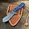 Custom Made Damascus Steel Full Tang Blade Cowboy knife with Handmade Leather Sheath