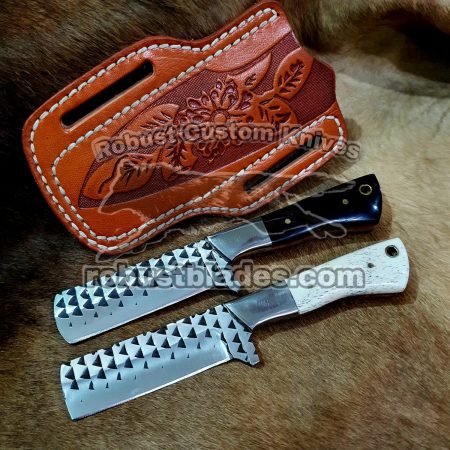Custom Handmade Rasp Stainless Steel High Carbon Full Tang Blades Bull Cutter knives Set...