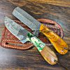 Custom Handmade Damascus Steel Full Tang Blades Bull Cutter and Skinner knives Set…