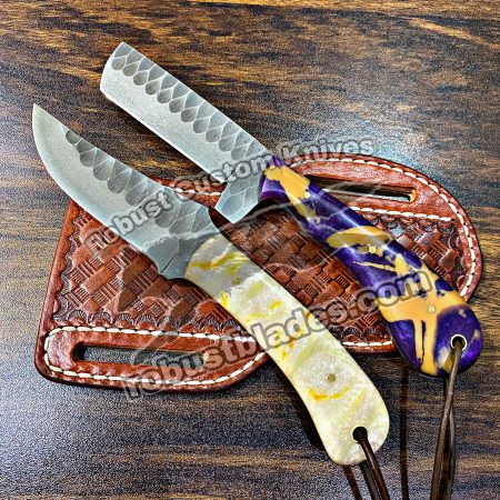 Custom Handmade Damascus Steel Full Tang Blade Cowboy and Skinner knife…