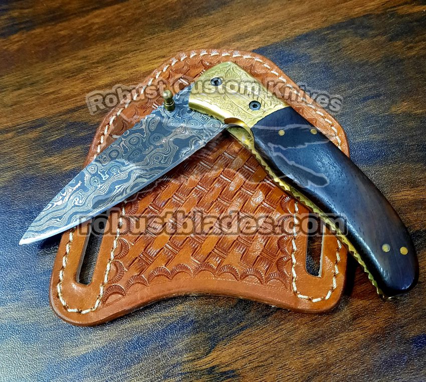 Custom Handmade Damascus Steel Folding knife...