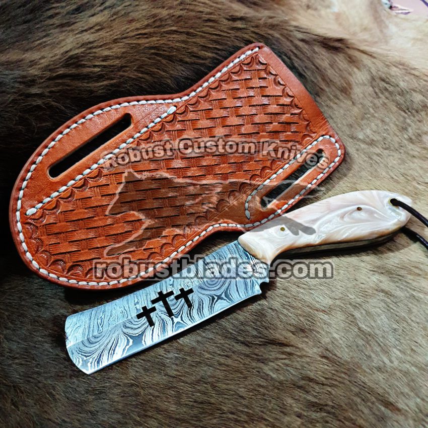 Custom Made Damascus Steel Full Tang Blade Bull Cutter knife...