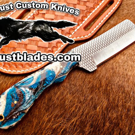 Black Smith Made Of Rasp Steel Fixed Blade Bull Cutter knife…
