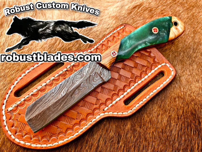 Black Smith Made Of Damascus Steel Full Tang Blade Bull Cutter knife…