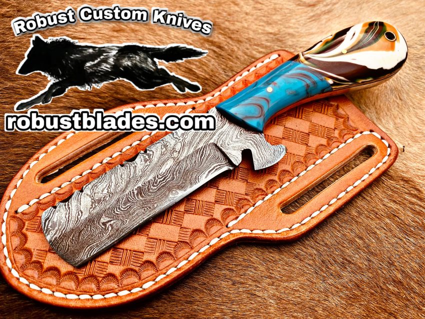 Black Smith Made Of Damascus Steel Full Tang Blade Bull Cutter Knife…