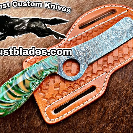 Black Smith Made Of Damascus Steel Full Tang Blade Pistol Cutter Knife…