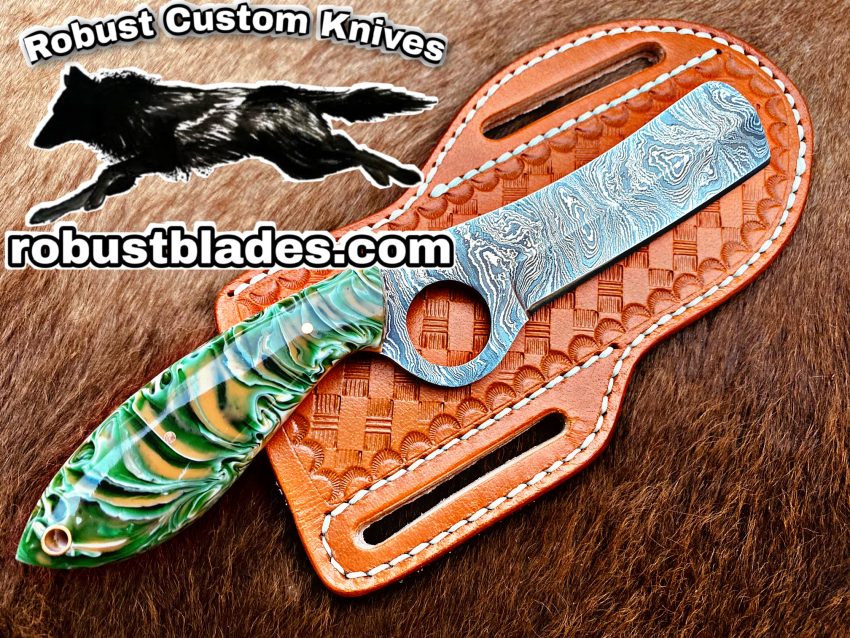 Black Smith Made Of Damascus Steel Full Tang Blade Pistol Cutter Knife…