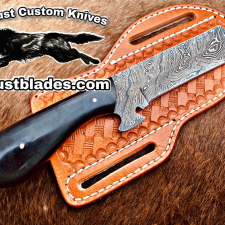 Black Smith Made Of Damascus Steel Full Tang Blade Bull Cutter knife…