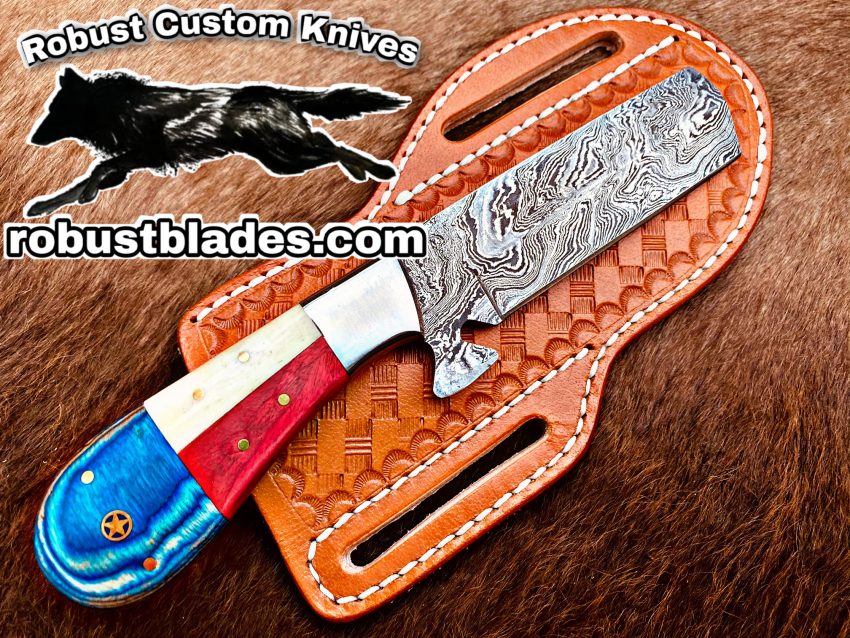 Black Smith Made Of Damascus Steel Full Tang Blade Bull Cutter Knife…