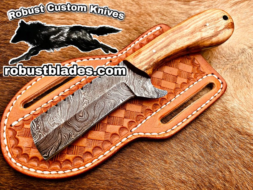 Black Smith Made Of Damascus Steel Full Tang Blade Bull Cutter Knife…