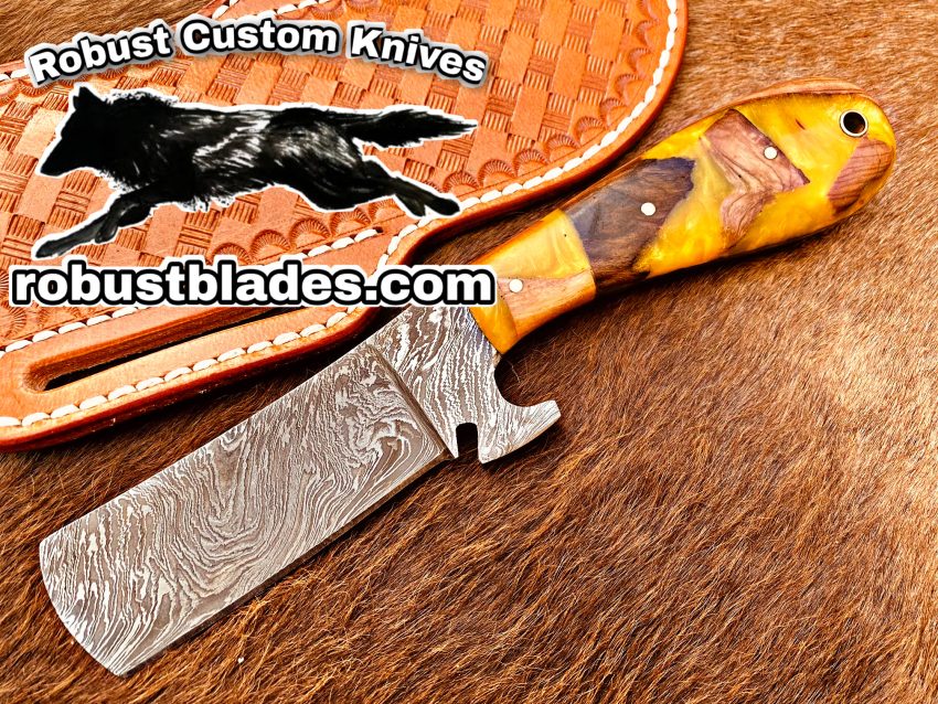 Black Smith Made Of Damascus Steel Full Tang Blade Bull Cutter Knife…