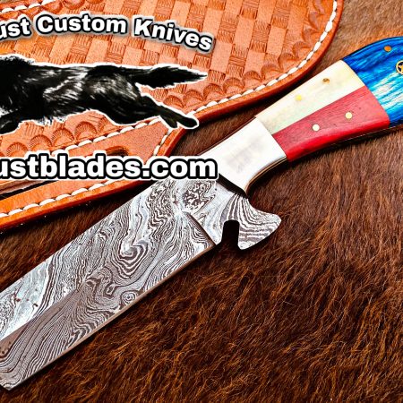 Black Smith Made Of Damascus Steel Full Tang Blade Bull Cutter Knife…